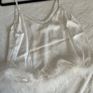 White cami w fur